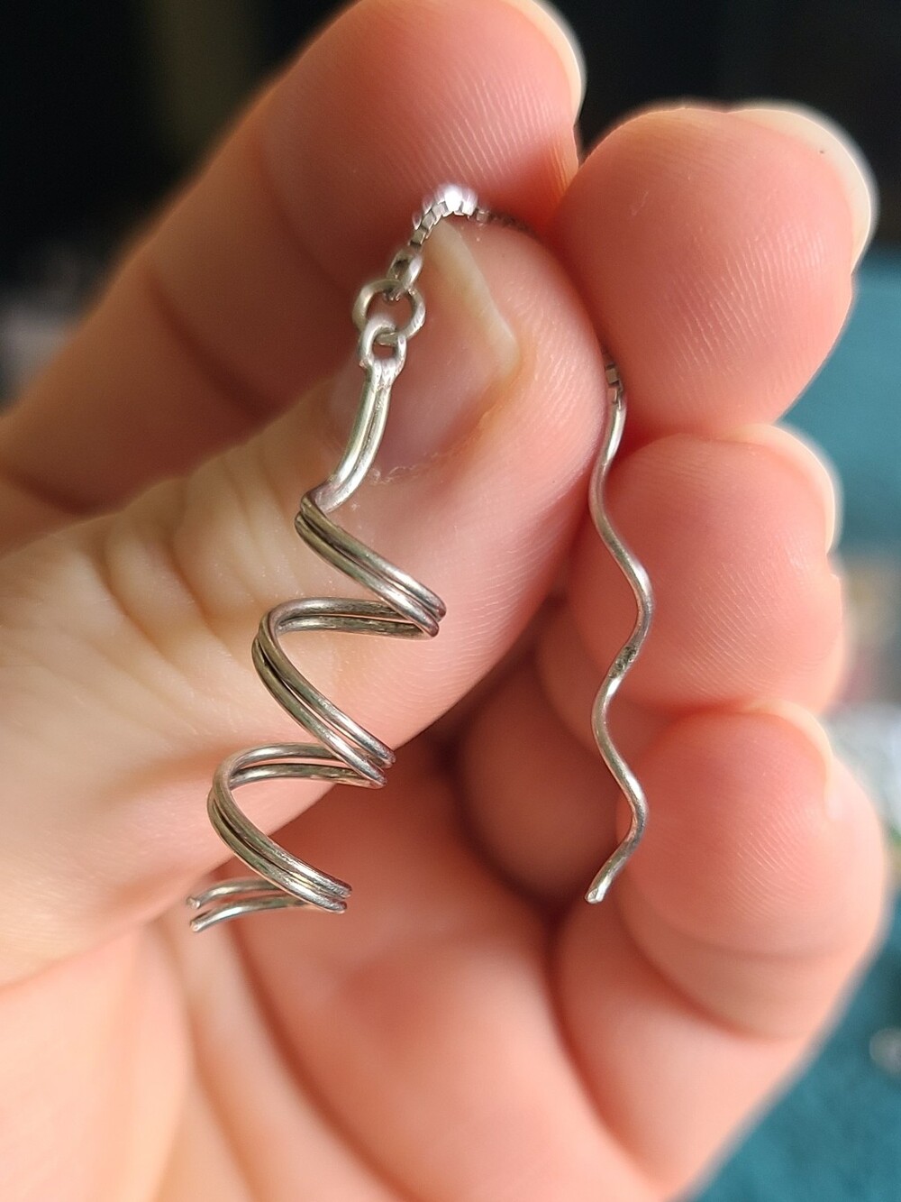Silver Spiral Drop Earring